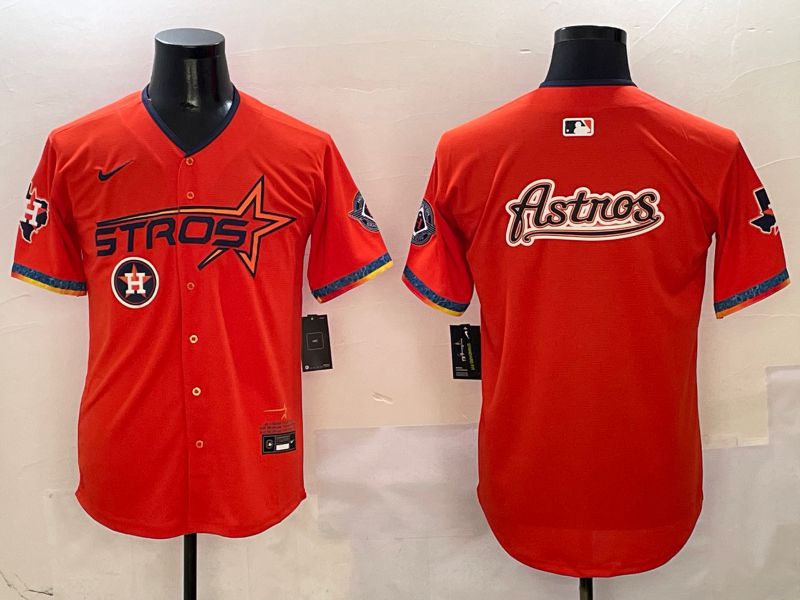 Men Houston Astros Blank Orange Five generation Joint Name 2025 Nike MLB Jersey style 12